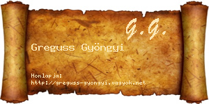 Greguss Gyöngyi névjegykártya